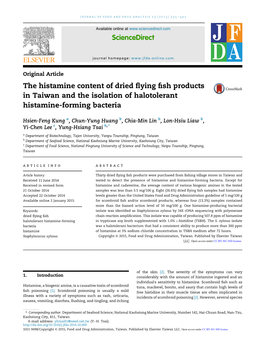 The Histamine Content of Dried Flying Fish Products in Taiwan and the Isolation of Halotolerant Histamine-Forming Bacteria