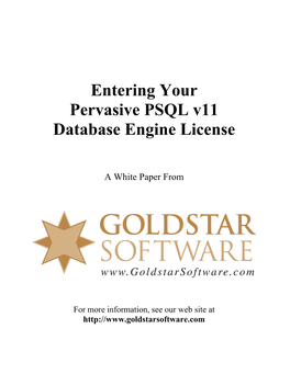 Entering Your Pervasive PSQL V11 Database Engine License