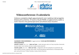 Il Calendario L’Elenco Completo Degli Appuntamenti Con I Webinar Del Progetto Atleticaviva Online