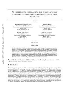 Arxiv:1906.09107V1 [Cs.LO] 19 Jun 2019 1 Introduction