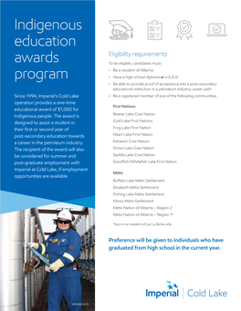 Indigenous Education Award Brochure