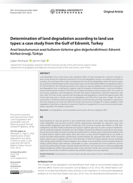 Determination of Land Degradation According to Land Use Types