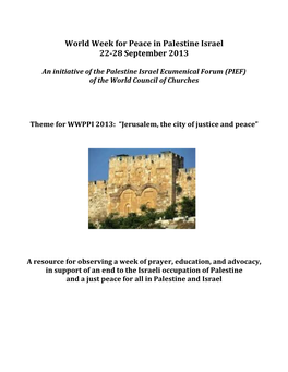 World Week for Peace in Palestine Israel 22-28 September 2013