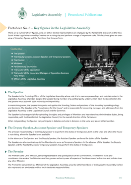 Factsheet No. 3 – Key Figures in the Legislative