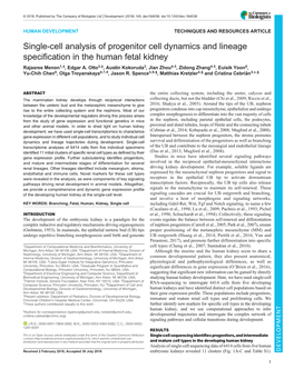 Single-Cell Analysis of Progenitor Cell Dynamics and Lineage Specification in the Human Fetal Kidney Rajasree Menon1,‡, Edgar A