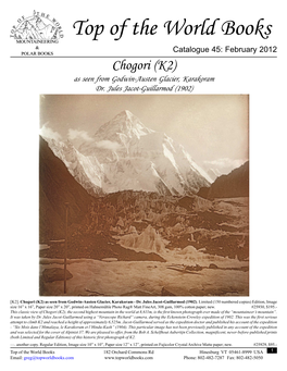 Chogori (K2) As Seen from Godwin-Austen Glacier, Karakoram Dr