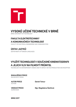 Vysoké Učení Technické V Brně Brno University of Technology