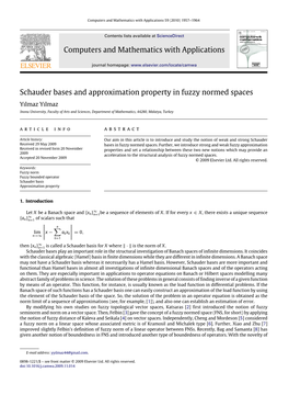 Computers and Mathematics with Applications Schauder Bases And