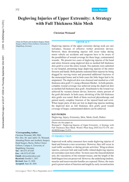 Degloving Injuries of Upper Extremity: a Strategy with Full Thickness Skin Mesh