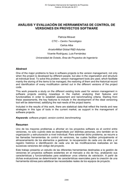 Análisis Y Evaluación De Herramientas De Control De Versiones En Proyectos Software