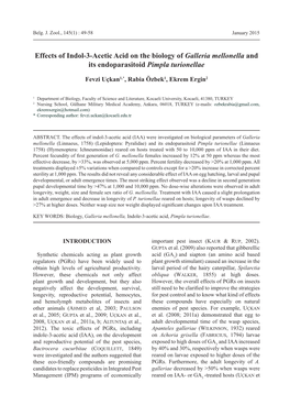 Effects of Indol-3-Acetic Acid on the Biology of Galleria Mellonella and Its Endoparasitoid Pimpla Turionellae