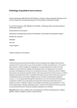 Pathology of Paediatric Bone Tumours