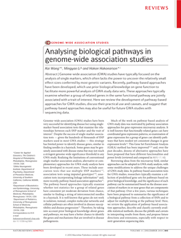 Analysing Biological Pathways in Genome-Wide Association Studies