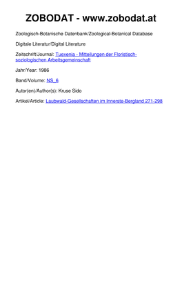 Laubwald-Gesellschaften Im Innerste-Bergland 271-298 ©Floristisch-Soziologische Arbeitsgemeinschaft; Download Unter