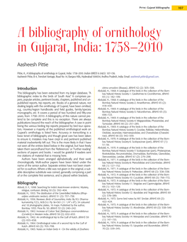A Bibliography of Ornithology in Gujarat, India: 1758–2010