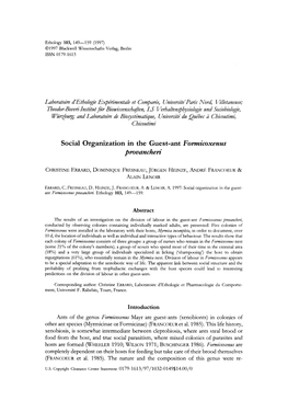 Social Organization in the Guest-Ant Formicoxenus Provancheri