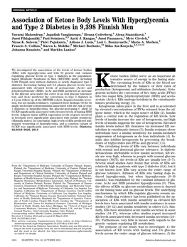 Association of Ketone Body Levels with Hyperglycemia and Type 2