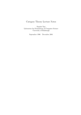 Category Theory Lecture Notes