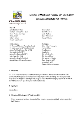 Meeting of Cambuslang Community Council