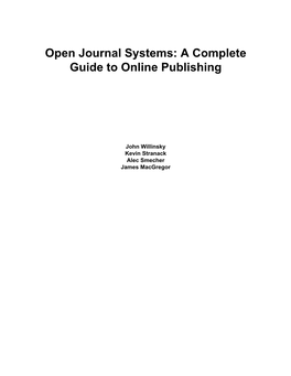 Open Journal Systems: a Complete Guide to Online Publishing