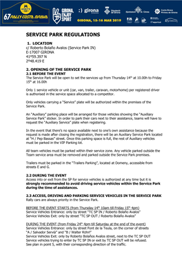 Service Park Regulations