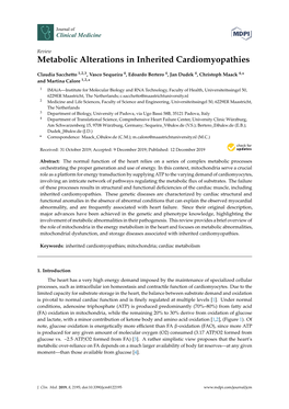 Metabolic Alterations in Inherited Cardiomyopathies