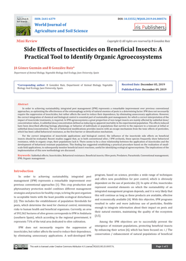 Side Effects of Insecticides on Beneficial Insects: a Practical Tool to Identify Organic Agroecosystems