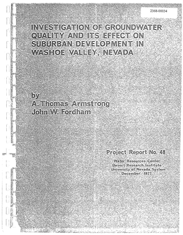 Investigation of Groundwater Quality and Its Effect on Suburban