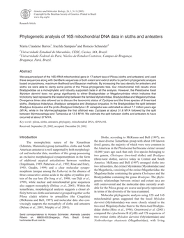 Phylogenetic Analysis of 16S Mitochondrial DNA Data in Sloths and Anteaters