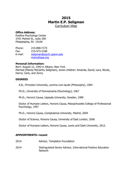 2015 Martin EP Seligman