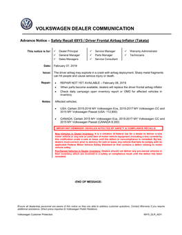 Volkswagen Dealer Communication