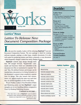 Lattice Works Spring 1988, C Programming Related Articles