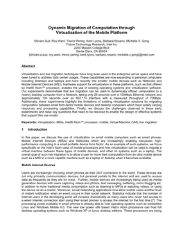 Dynamic Migration of Computation Through Virtualization of the Mobile Platform