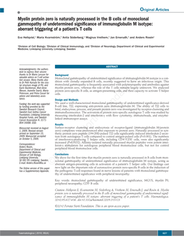 Myelin Protein Zero Is Naturally Processed in the B Cells Of