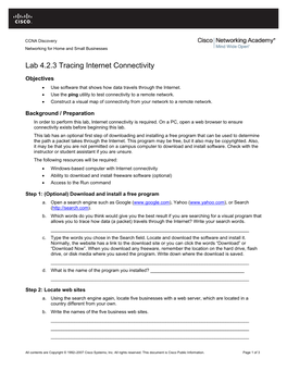 Lab 4.2.3 Tracing Internet Connectivity