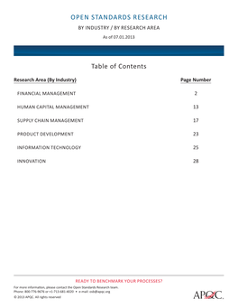 Table of Contents OPEN STANDARDS RESEARCH