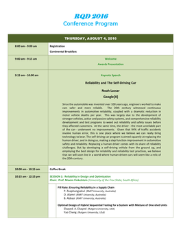 RQD 2016 Conference Program