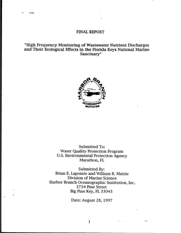 High Frequency Monitoring of Wastewater Nutrient Discharges and Their Ecological Effects in the Florida Keys National Marine Sanctuary