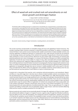 Effect of Wood Ash and Crushed Rock Soil Amendments on Red Clover Growth and Dinitrogen Fixation A