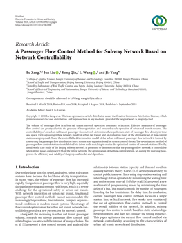 A Passenger Flow Control Method for Subway Network Based on Network Controllability