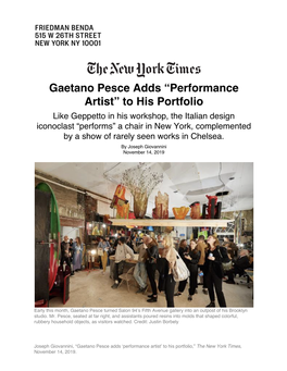 Gaetano Pesce Adds “Performance Artist” to His Portfolio