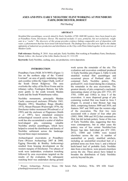 EARLY NEOLITHIC FLINT WORKING at POUNDBURY FARM, DORCHESTER, DORSET Phil Harding1