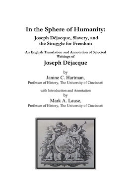 In the Sphere of Humanity: Joseph Déjacque, Slavery, and the Struggle for Freedom