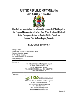 United Republic of Tanzania Ministry of Water