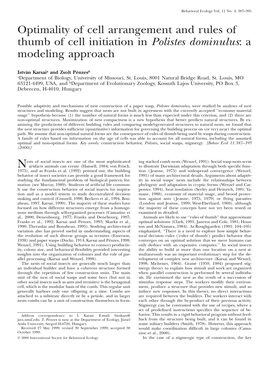 Polistes Dominulus:A Modeling Approach