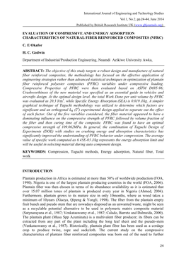 Evaluation of Compressive and Energy Adsorption Characteristics of Natural Fiber Reinforced Composites (Nfrc) C