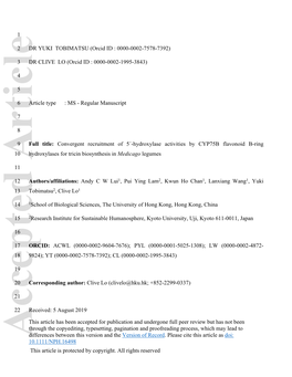 Convergent Recruitment of 5´-Hydroxylase Activities by CYP75B Flavonoid B-Ring 10 Hydroxylases for Tricin Biosynthesis in Medicago Legumes