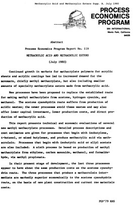 Methacrylic Acid and Esters, Supp. B