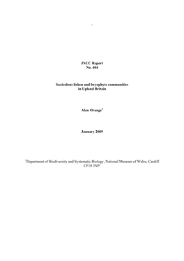 Saxicolous Lichen and Bryophyte Communities in Upland Britain