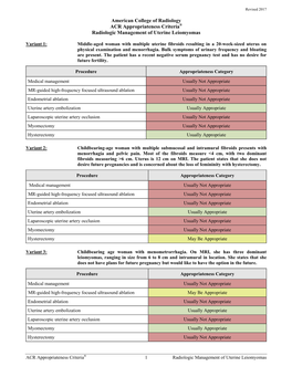 Radiologic Management of Uterine Leiomyomas